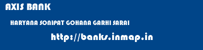 AXIS BANK  HARYANA SONIPAT GOHANA GARHI SARAI  banks information 